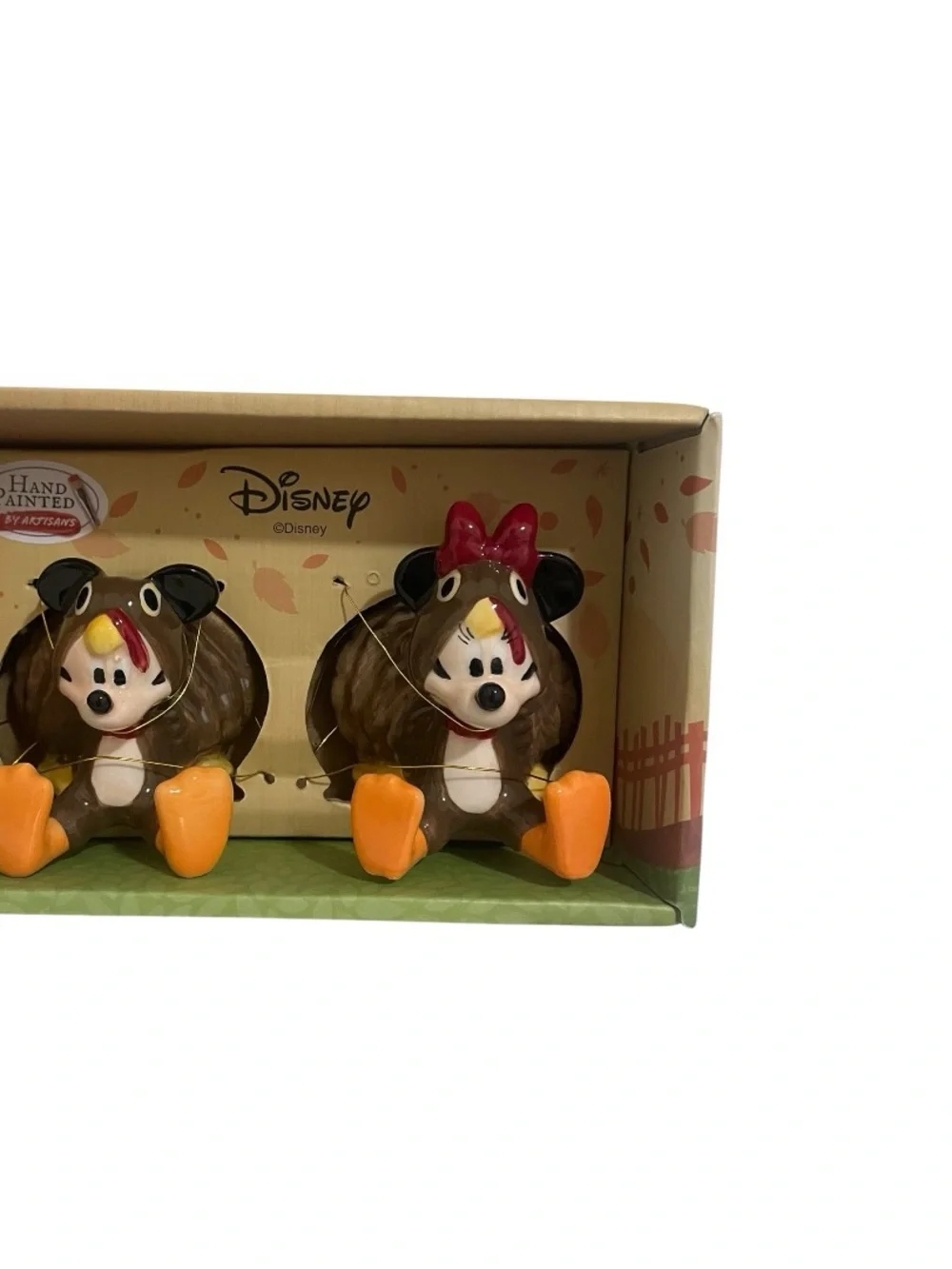 Disney Mickey & Minnie Thanksgiving Turkey Ceramic Salt & Pepper Shakers NIB
